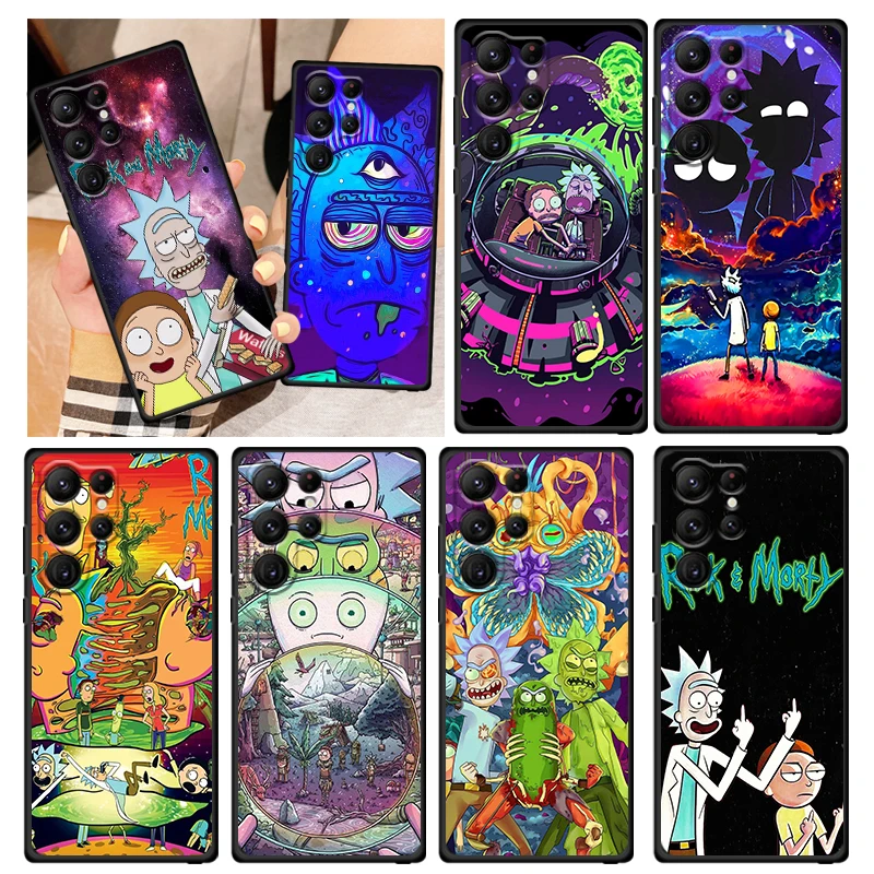 

Rick Morts Anime Art Phone Case For Samsung Galaxy S22 S21 S20 FE S10 S10E S9 Plus Ultra Pro Lite 5G Black FUndas Cover TPU