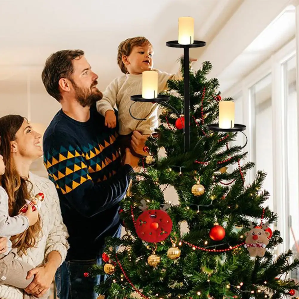 Украшение рождественского подноса черное тройное украшение для елки канделябр