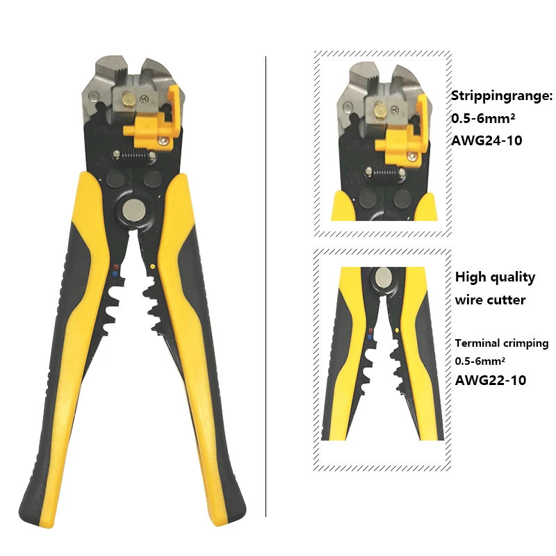

Automatic Wire Stripper D1 Pliers 0.5- 6mm2 AWG22 - 10 Terminal Crimping Kit Multifunctional Cable Cutter Stripping Tools