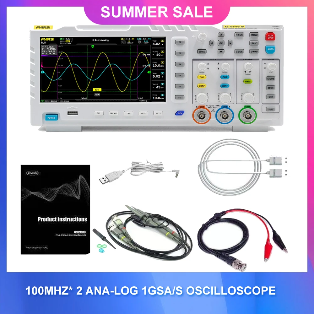 

Portable Oscilloscope Two In One Dual Channel Input 100MHz* 2 Ana-log Bandwidth 1GSa/s Sampling Rate Signal Generator