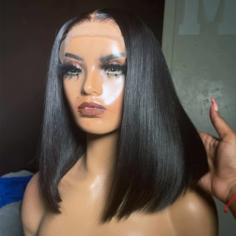 

5x1 Straight Lace Human Hair Wigs 13x1 T Part Lace Bob Wig for Black Women Pre Plucked 8-16 Inch Brazilian Bob Wigs Remy Hair
