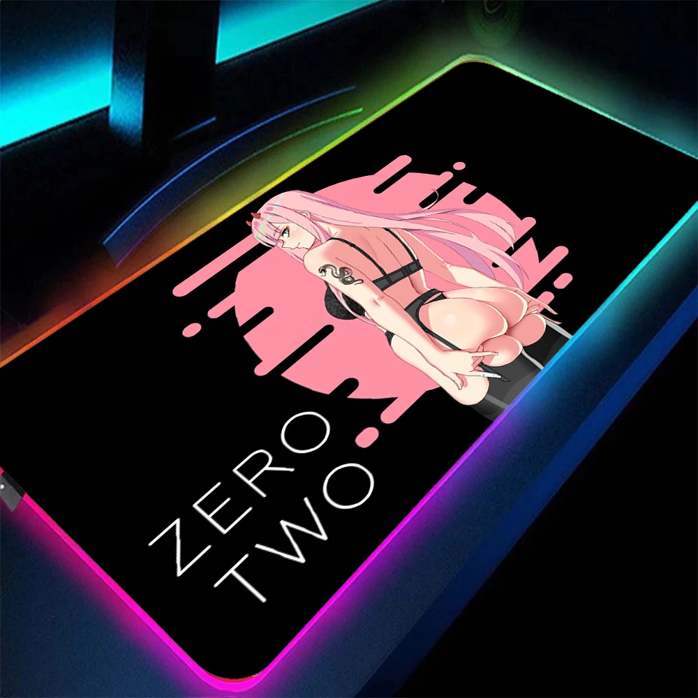 

Zero Two Girl RGB Gamer Accessories Laptop Desktop Mouse Pad XXL Led Keyboard Gaming Mouse Pad Darling In The Franxx Mouse Pad