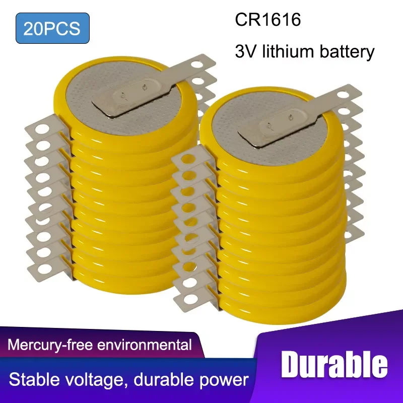 

20PCS CR1616 Battery 3V 50mAh soldering Welding lithium coin cell batteries with Tabs 2 Pins Watch Accessories Batteria