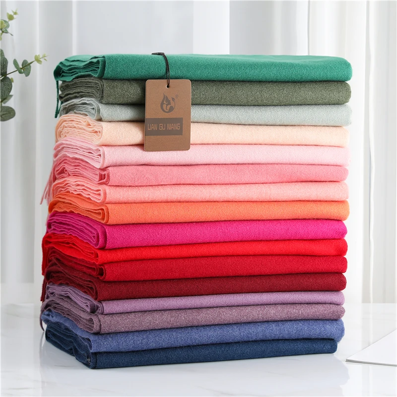 

Плотный шарф, зимние теплые женские кашемировые шарфы с кисточками, однотонные шарфы, шали и палантины, одеяло, осенняя мода