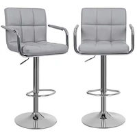 2pcs bar chair kitchen office bar chairs soft pu leather barstool chair swivel adjustable high bar stool with armrests hwc