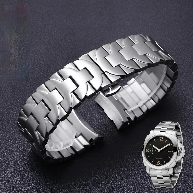 

24MM Stainless steel watch band for P-anerai Luminor series PAM441 111 stainless steel strap men's steel strap watch chain