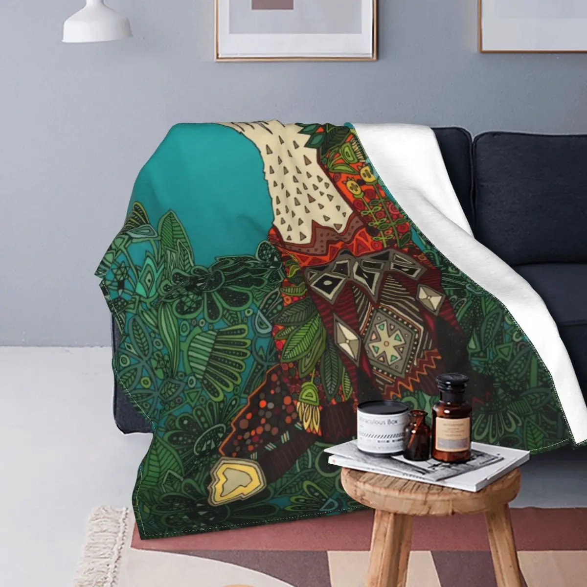 

Богемное одеяло с цветочным рисунком лисы, флисовое покрывало в виде животного, супермягкое Дешевое удобное покрывало