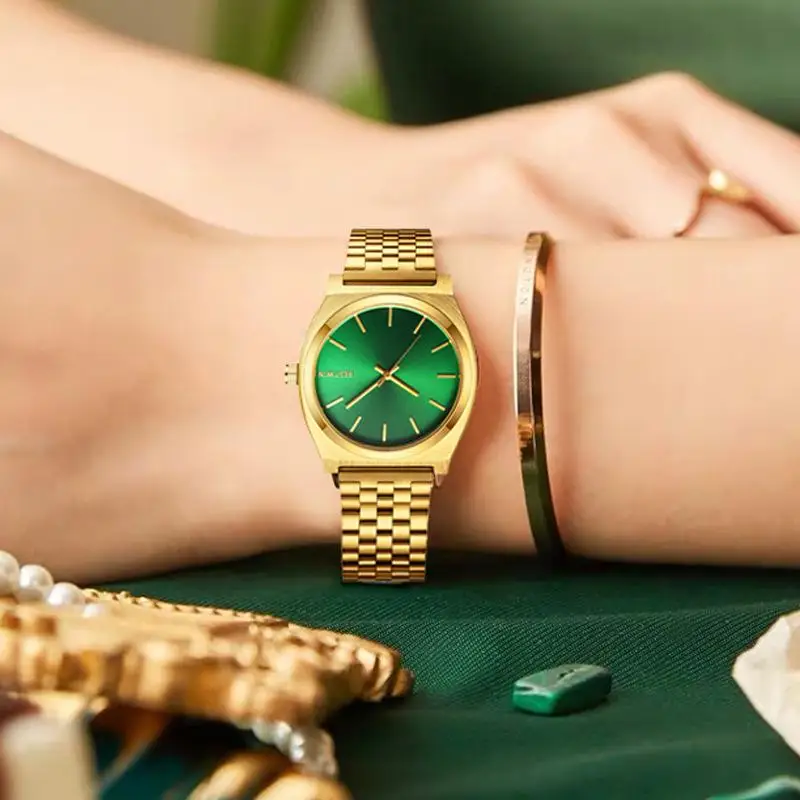 

Reloj Mujer Luxury Women Watches Quartz Stainless Steel Green Dial Design Casual Montre Femme Ladies Watch Zegarek Damski