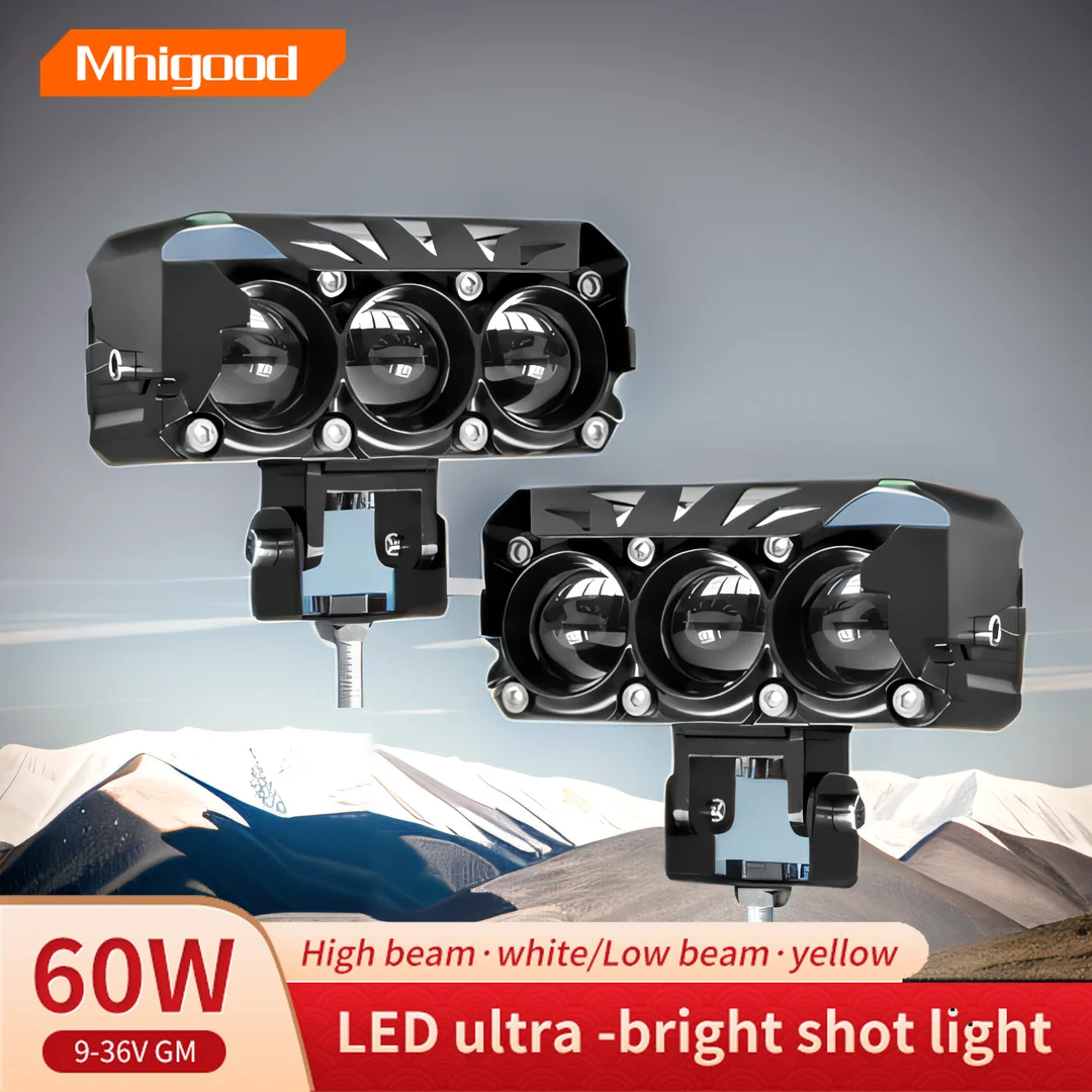 Двухцветные Бело-желтые Светодиодные Противотуманные Фары Для Мотоциклов С 4