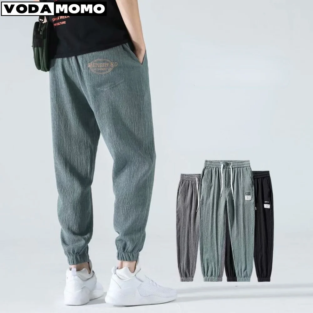 

Брюки мужские охлаждающие со средней посадкой, летние спортивные штаны-карго, с завязкой, мешковатые штаны