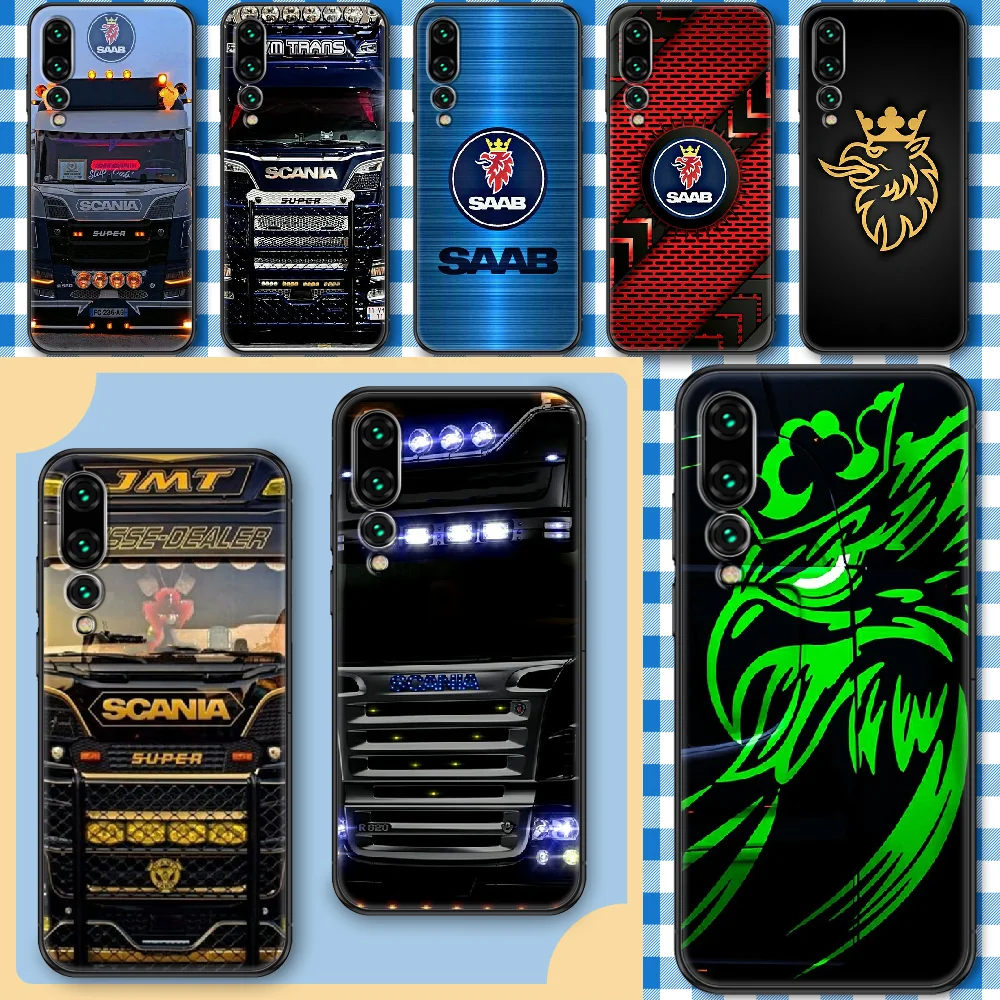 

saabs truck logo scaniaes Phone Case For Huawei P Mate P10 P20 P30 P40 10 20 Smart Z Pro Lite black art funda luxury hoesjes