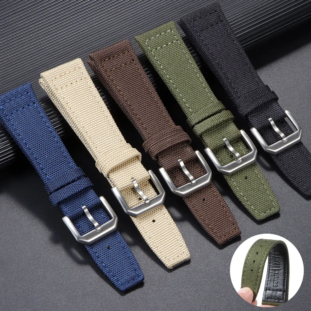 Nylon Canvas Watch Strap for IWC PILOT Watchband 20mm 21mm 22mm Fabric Bracelet Waterproof Sport Men Women Replacement Wristband