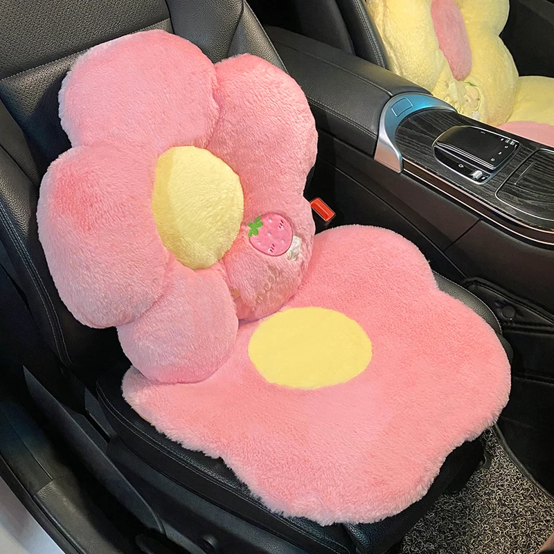 

Новое поступление, плюшевый мультяшный Зимний цветок, украшения интерьера автомобиля, всесезонные универсальные подушки для автомобильно...