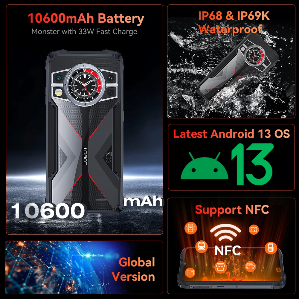 [NEW] Cubot Rugged Smartphone KingKong 9 , 120Hz 6.583" Screen, Helio G99, 24GB RAM, 256GB ROM, 100MP Camera, 10600mAh, NFC, GPS images - 6