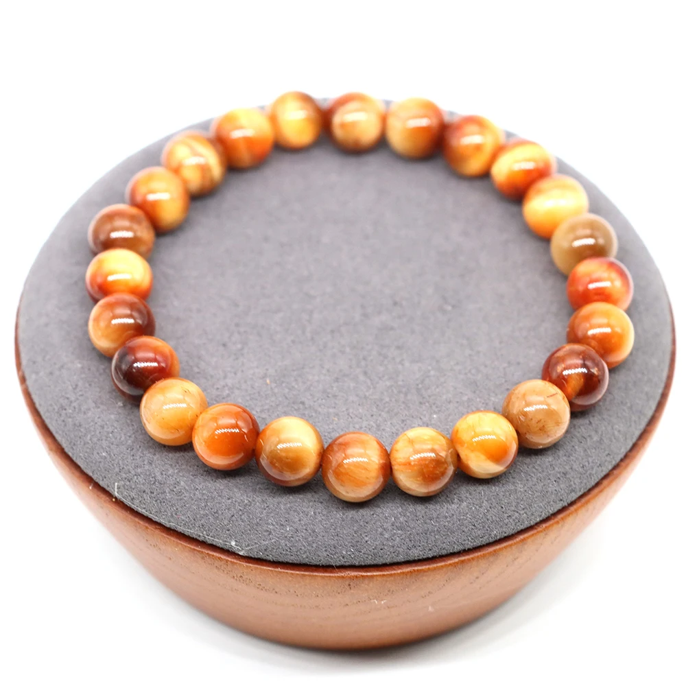 Браслет из натурального золотого камня тигрового глаза для женщин и мужчин