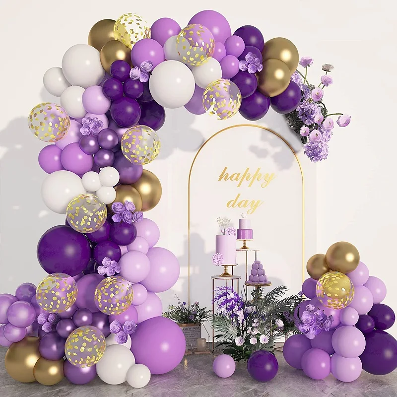 

129 Pack Pastel Pink Purple Gold White Balloons Confetti Balloons for Women Birthday Baby Shower Wedding Party Decoration Suppli