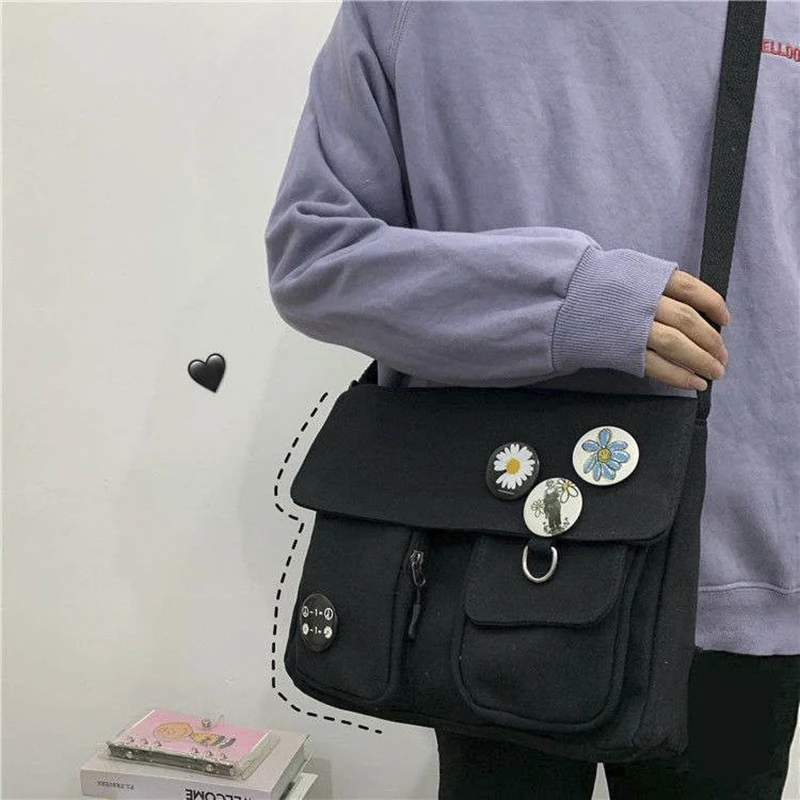 

Women's Shoulder Bag Woman Handbag Large-Capacity Simple Fashion Solid Casual Canvas School Crossbody Messenger Bags for Women