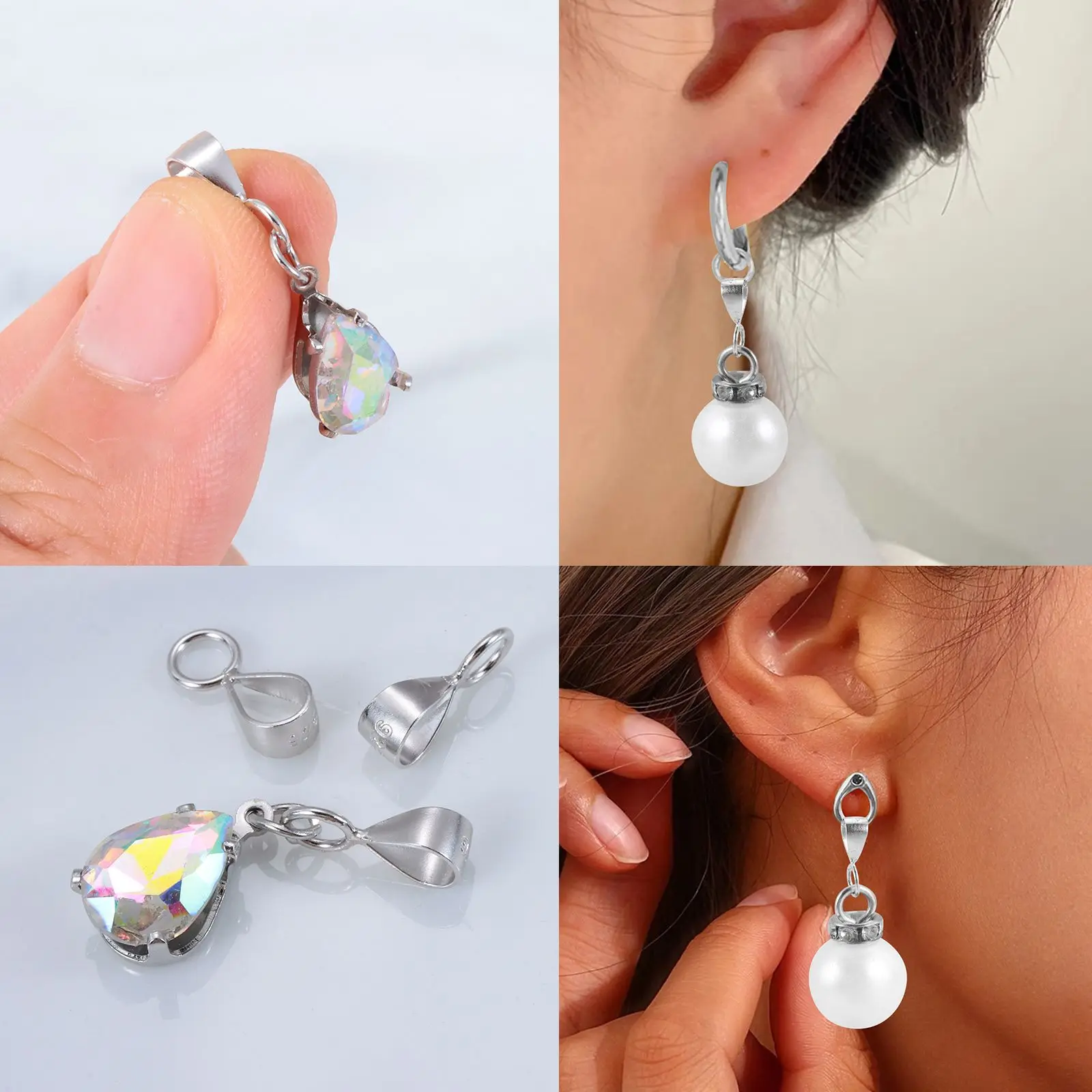 

Pendant Bails 925 Sterling Silver Pendant Clasp Pendant Connector for Necklace Gold Necklace Parts Open Loop Closed Loop