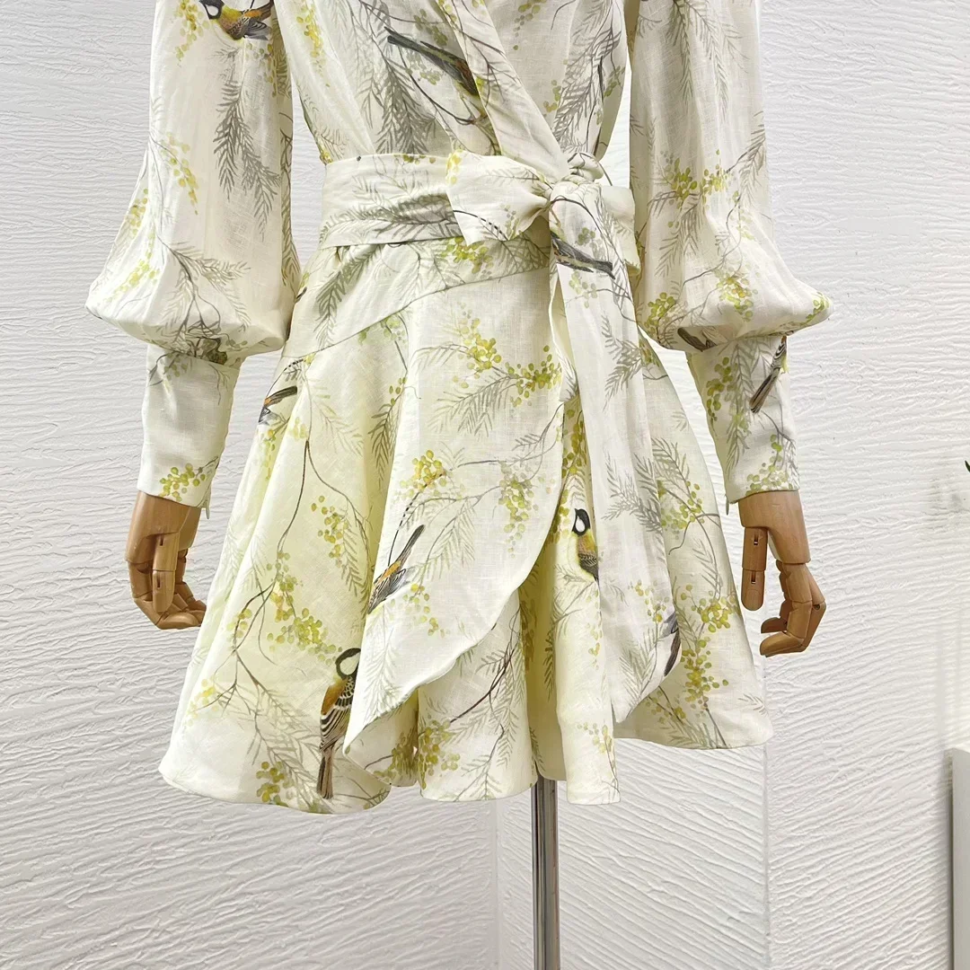 Льняное платье Domedeer светло-желтого цвета