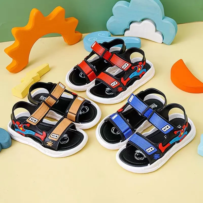 

Летние сандалии для маленьких мальчиков, детская пляжная обувь, детские сандалии с рисунком, дышащая мягкая Уличная обувь для малышей