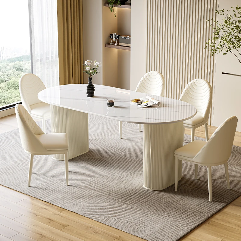 

Kitchen Luxury Dining Room Set Bar Table Desk White Marble Office Dining Room Set Restaurant Juego De Comedor Room Furniture