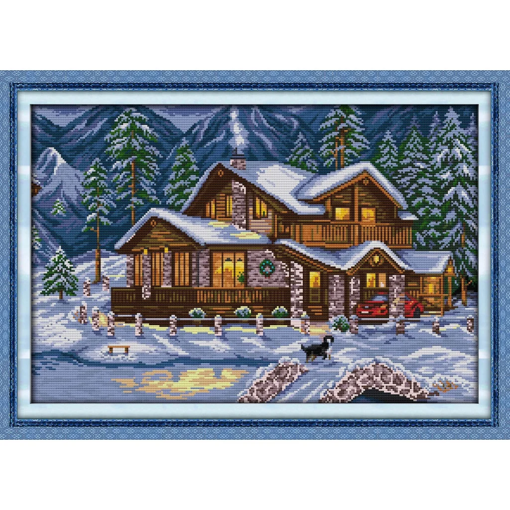 

Warm Winter Embroidery Stamped Cross Stitch Patterns Kits Printed Canvas 11CT 14CT Needlework Cross-Stitch