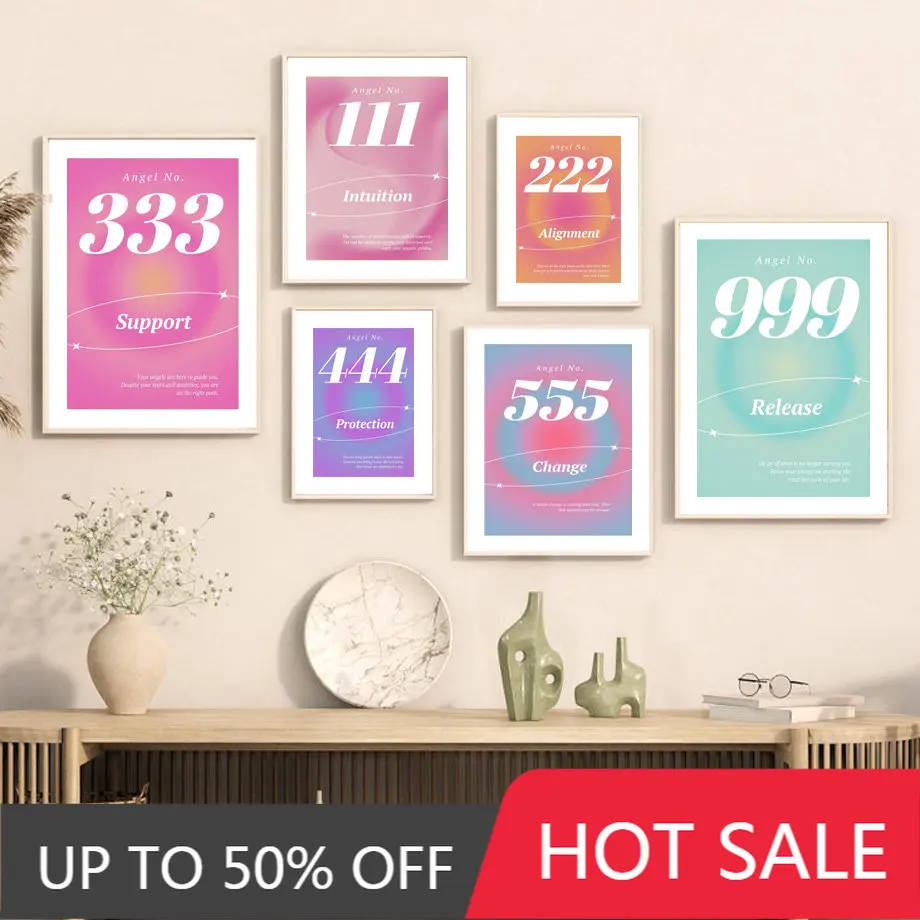 

Gradient Aura Angel Number 555 Spiritual Wall Art Canvas Painting Nordic Posters And Prints Wall Pictures For Trendy Dorm Decor
