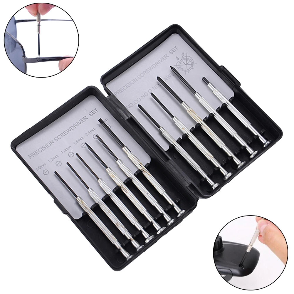 

11pcs Precision Screwdriver Set Cross Slotted Awl Magnetic Head Nutdrivers For Watch Jewelry Glassespower Tools Accessories