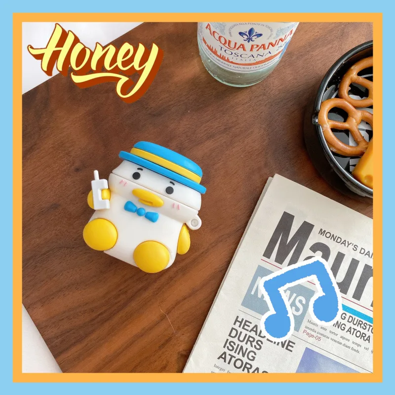 

Чехол для наушников Airpods 1 2 Pro с 3D рисунком утка, защитный чехол для наушников с мультяшным рисунком, чехол для Airpods Pro