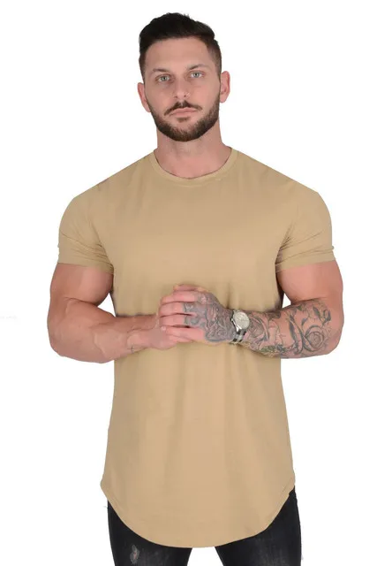 Gym T-shirt Men Short sleeve Cotton T-shirt Casual blank Slim t shirt Male Fitness Bodybuilding Workout Tee Tops Summer clothing