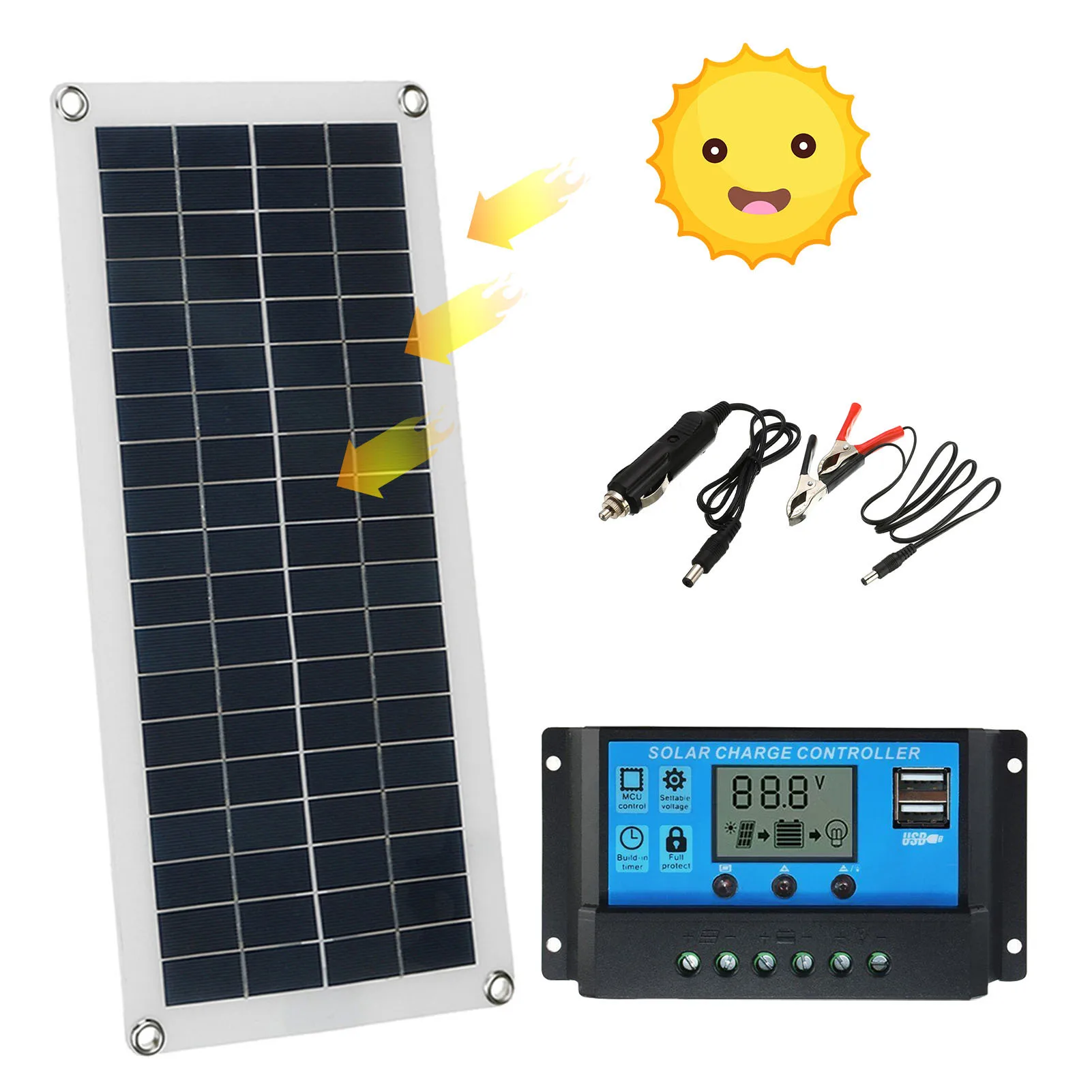

Outdoor Hiking Waterproof Solar Panel 12W 10A Controller For Power Bank Portable Solar Charger Camping Accessories