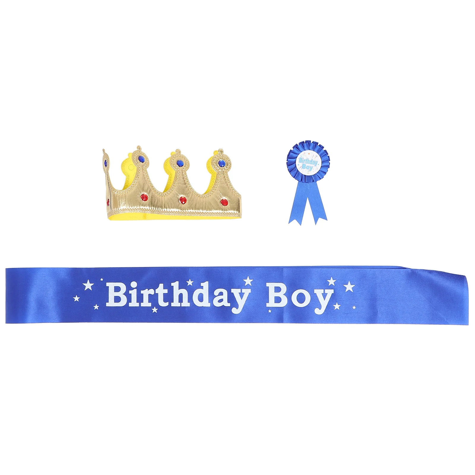 

Birthday Sash Party Boy Set Brooch Headband Kit Satin Kids Tiara Badges Girls Boys Hats Corsages Badge