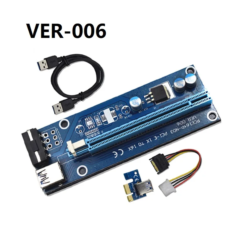 

VER-006 PCI Express 1X 16X VER 006C Riser for GPU Extending USB 3.0 6Ping PCIE to Sata Power Cable