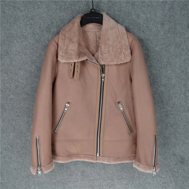 

YR!Free shipping.2019 new woman genuine leather clothes.winter sheepskin coat.real fur jacket.thick warm shearling outwear