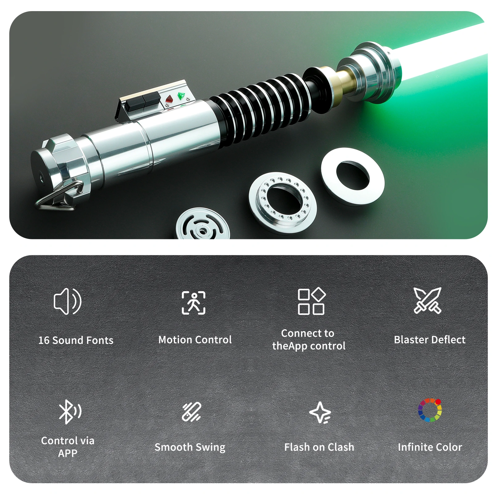 Фото Лазерный меч DamienSaber Luke Skywalker V1 Xeno3.0 Pixel для тяжелых дуэлей с бесконечной сменой цвета и Bluetooth, 34 шрифта №4