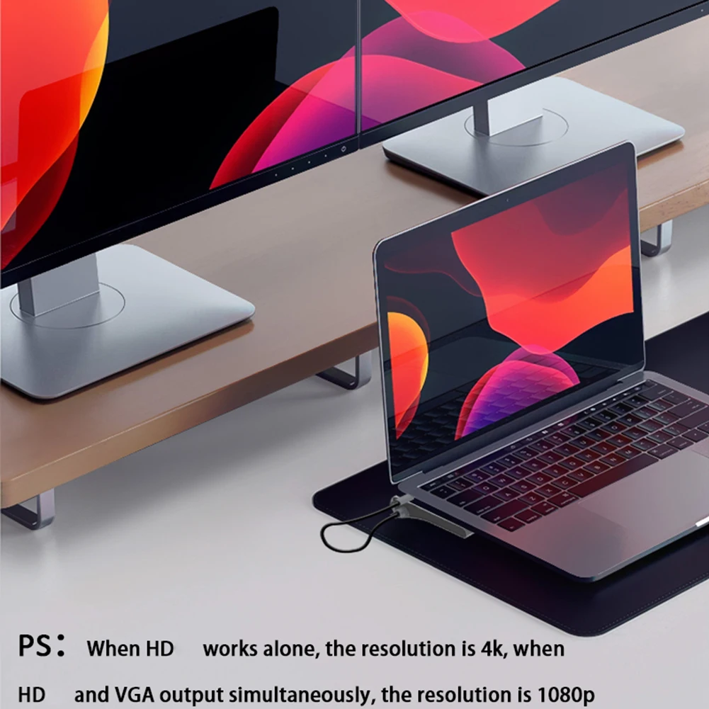 USB C Док-станция для ноутбуков с двумя мониторами 12 в 1 Адаптер для Dell/HP/Lenovo/MacBook Pro on.