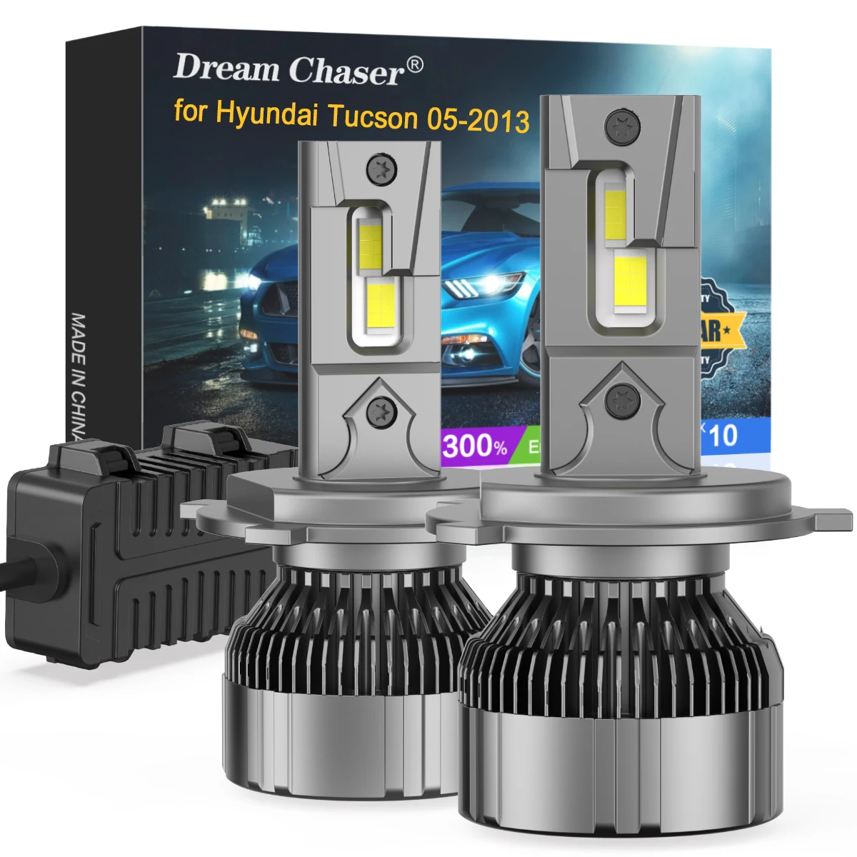 

Super Bright Fit for Hyundai Tucson 2005-2013 LED Headlight Bulbs H4 9003 High Low Beam 6000K Cool White 24700LM 240W 12V