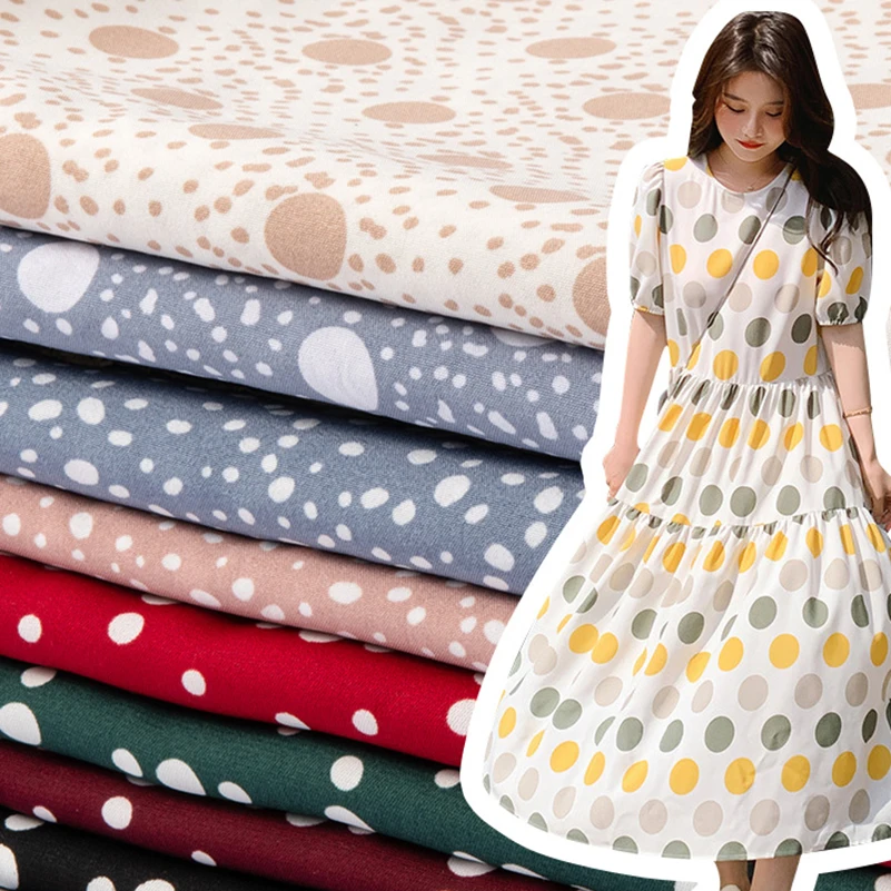 

Polka Dot Chiffon Fabric Opaque Printed Color Big Dots for Sewing Summer Clothes By Meters