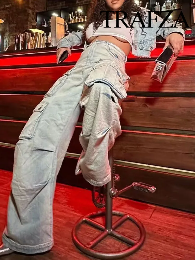 

Брюки-карго женские джинсовые свободного покроя, Y2k