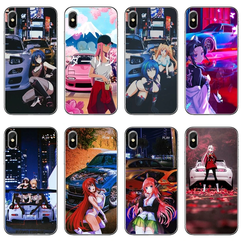 Ультратонкий чехол для телефона с аниме девушкой JDM спортивный автомобиль Дрифт