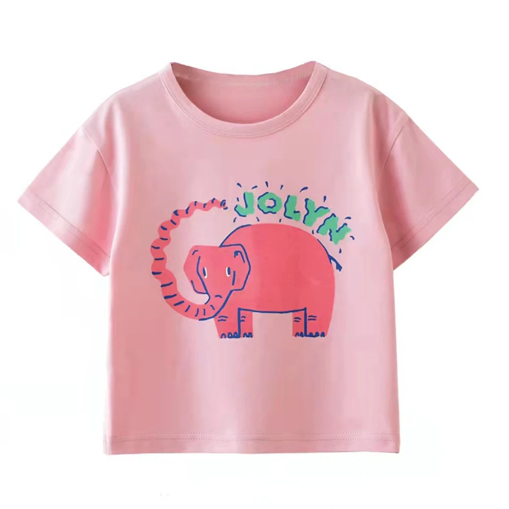 Футболка для маленьких девочек милые летние хлопковые топы с животным принтом