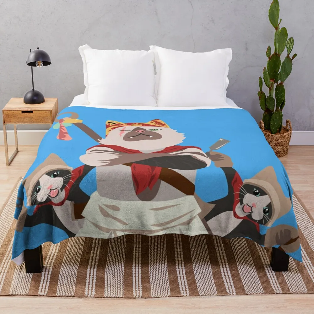 

Meowscular Chef and his crew Throw Blanket cotton knit blanket blankets for sofa stuffed blankets comforter blanket