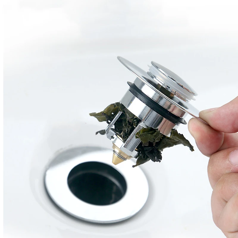 

Universal Basin Pop-Up Bounce Core Stainless Steel Basin Drain Filter Hair Catcher Sink Strainer Bathtub Stopper Bathroom Tool