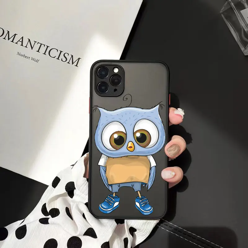 Фото Милые Мультяшные парные чехлы для телефонов с совами матовые для iPhone 12 13 Mini 11 12 13 Pro XR XsMax 6s 7 8 Plus Прозрачная Жесткая задняя крышка из поликарбоната №5