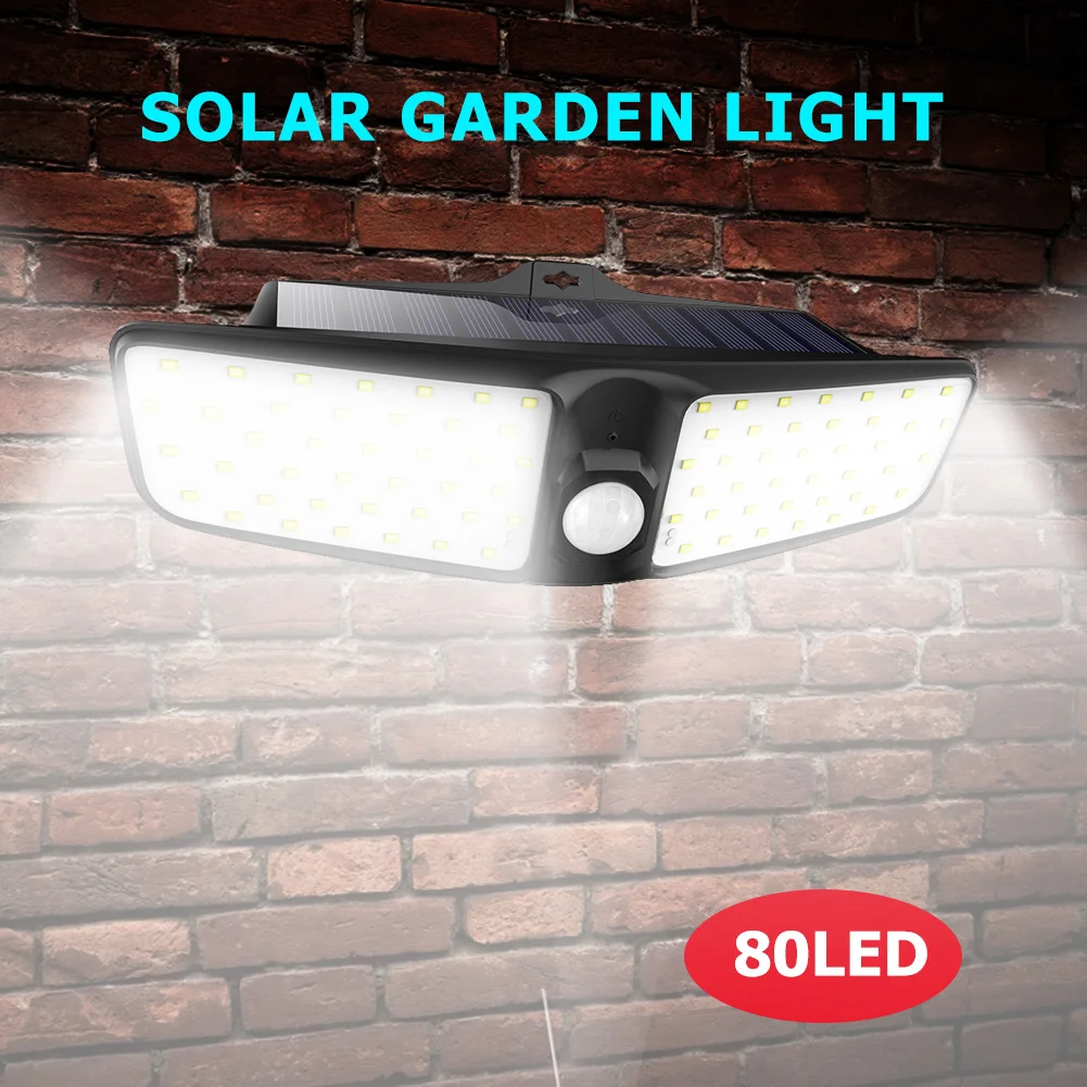 

Outdoor 80LED Double-sided Solar Wall Lamp Motion Easy Install Stable performance Transparent PC Sensor Garden Security Light
