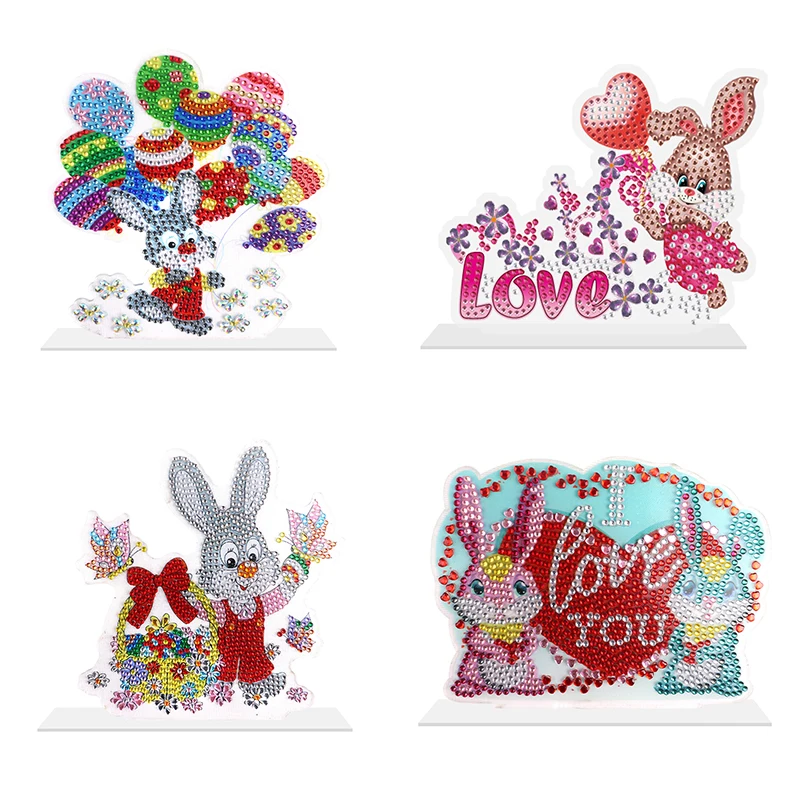 

Алмазная живопись, Пасхальный кролик, настольное украшение, кролик, мозаика ручной работы, Алмазное украшение, искусство стразы, ремесло, до...