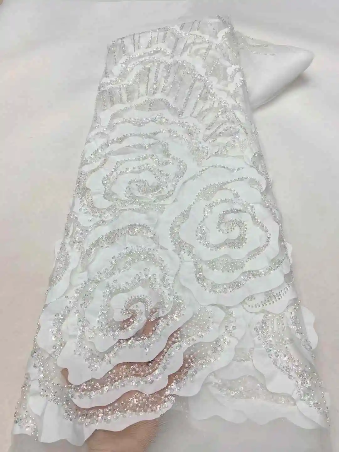 Новейшая африканская кружевная ткань с бисером 2022 французская сетка блестками