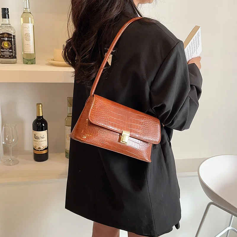 Small Stone Pattern Shoulder Side Bags for Women 2023 Spring Designer Fashion Trend Leather Solid Color Handbags and Purses