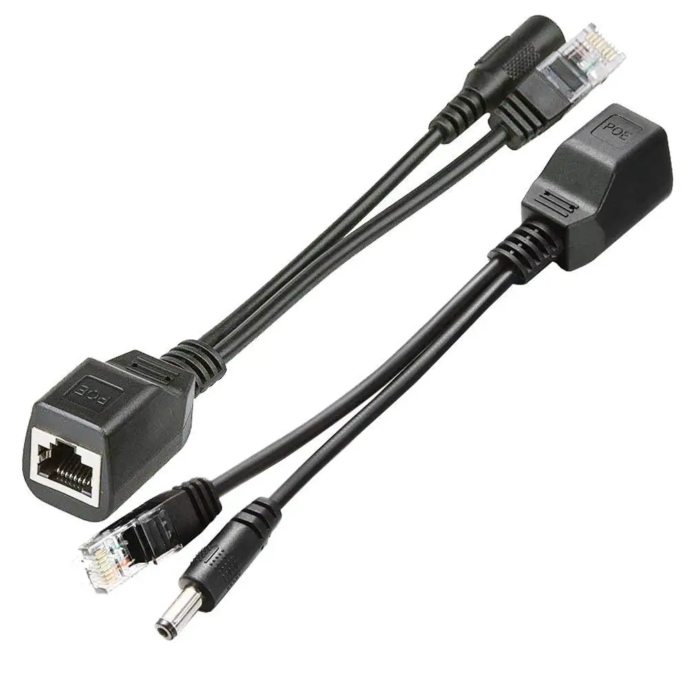 10pcs(5pair) POE Splitter POE Switch POE Cable adapter Tape Screened 5V 12V 24V 48V Power Supply Cable 5.5*2.1mm images - 6