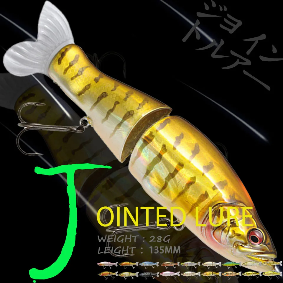 

WALK FISH 135MM/28G Hard Fishing Lure Jointed Minnow Artificial Wobblers Double Hook Swimbaits 3D Eyes Pencil Knuckle Fish Bait